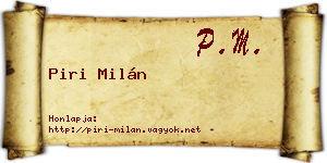 Piri Milán névjegykártya